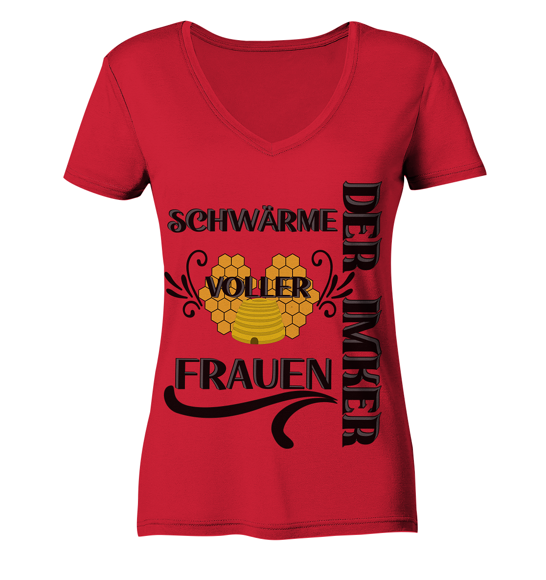 Der Imker, schwärme voller Frauen, Imkerei, Helden, schwarzes Design - Ladies Organic V-Neck Shirt