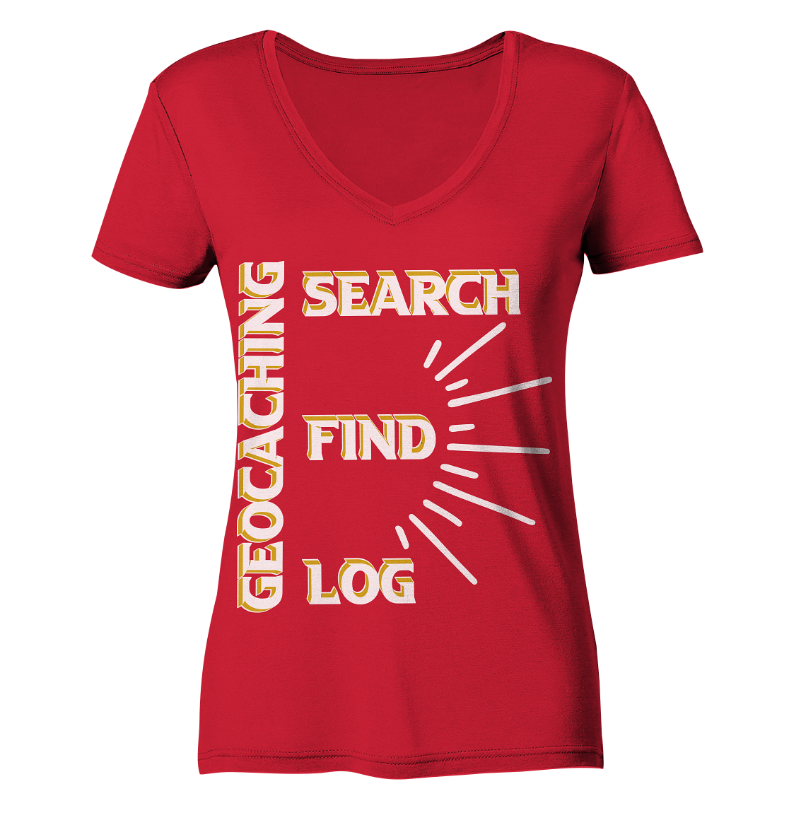 Geocaching-SEARCH-FIND-LOG, Cache Helles Disign - Ladies Organic V-Neck Shirt