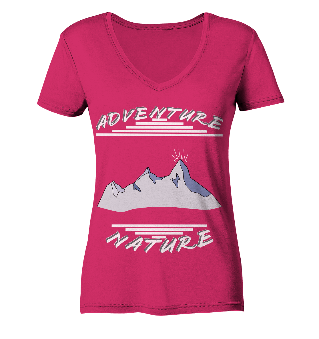 Adventure Nature, Abenteuer Natur, Camping, Geocaching - Ladies Organic V-Neck Shirt