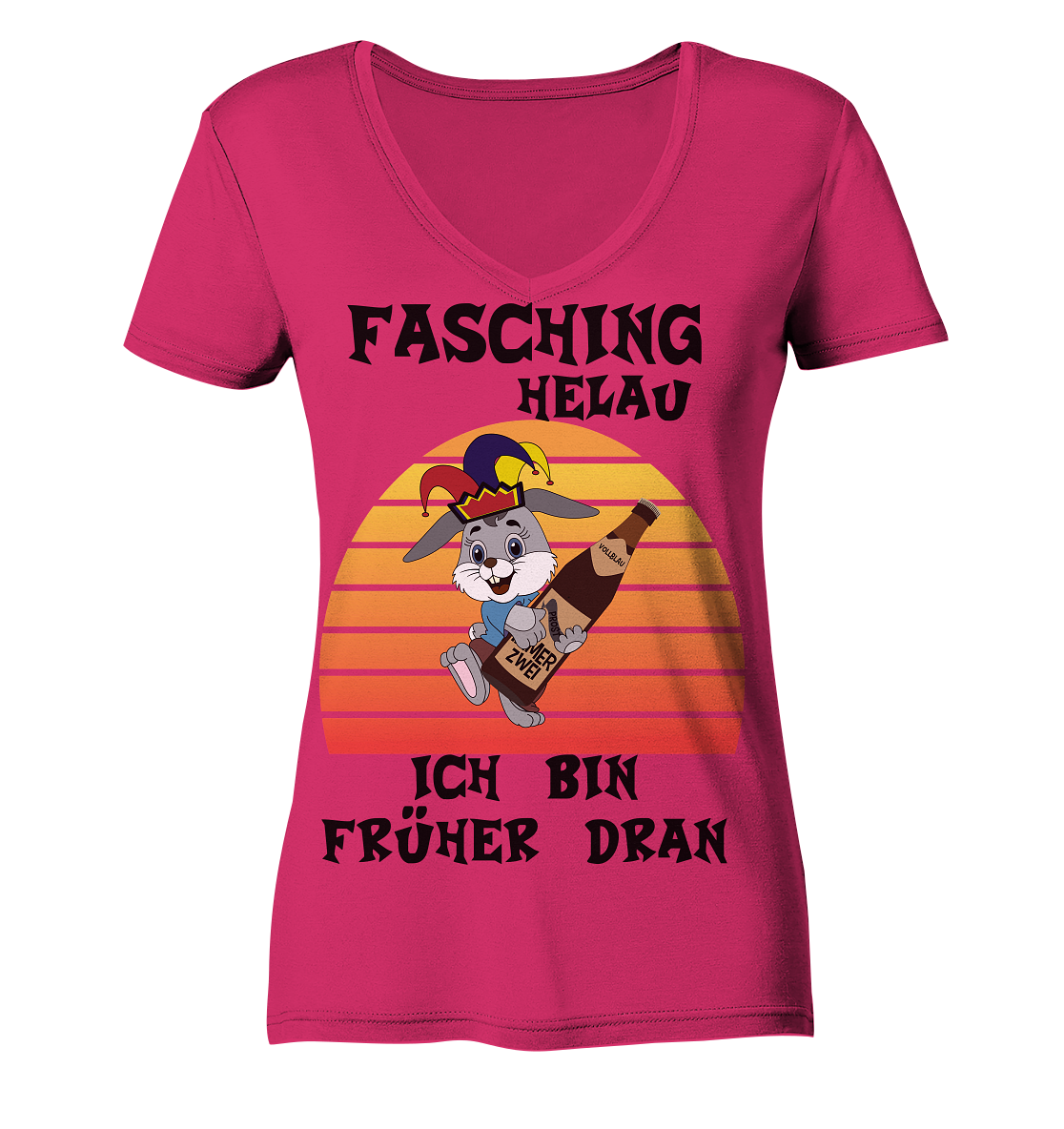 Fasching Helau, Osterhase feiert Karneval, Helau - Ladies Organic V-Neck Shirt