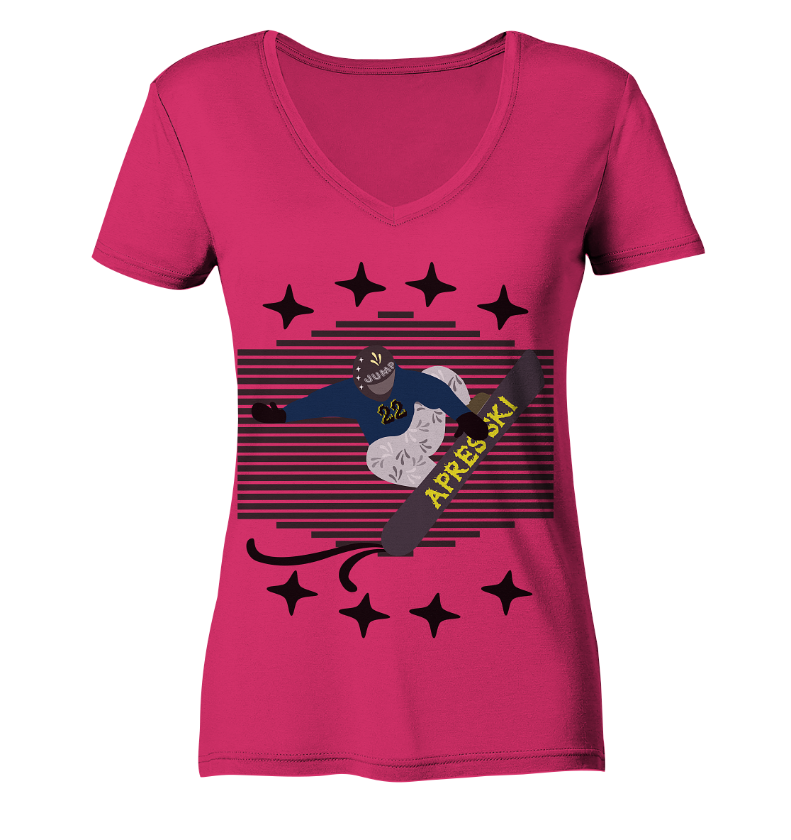 Snowboarding, Apres- Ski, Snowboard, - Ladies Organic V-Neck Shirt