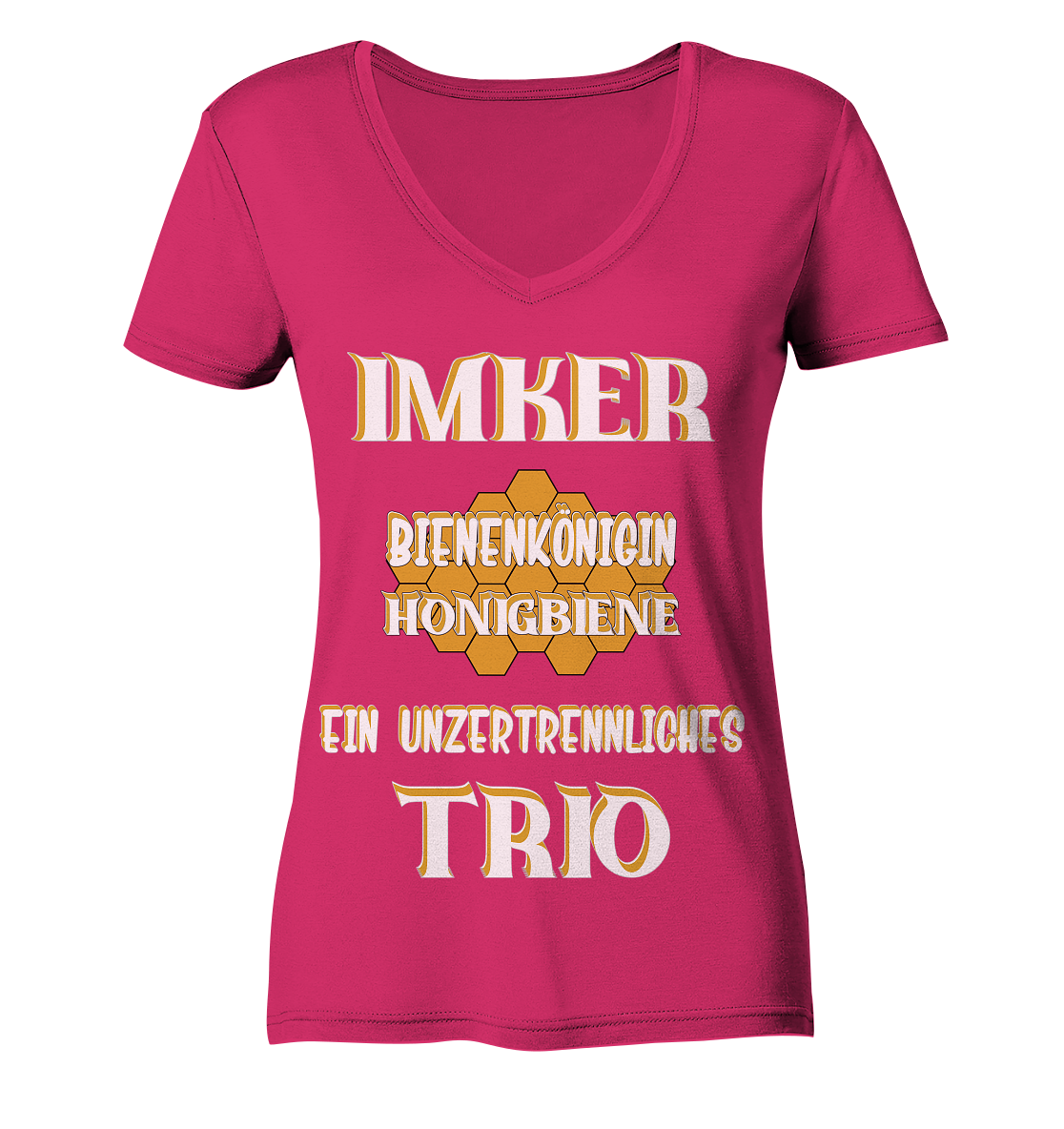 Imker- Bienenkönigin und Honigbiene, einTeam, Pfleger und Schützer von Bienen - Ladies Organic V-Neck Shirt