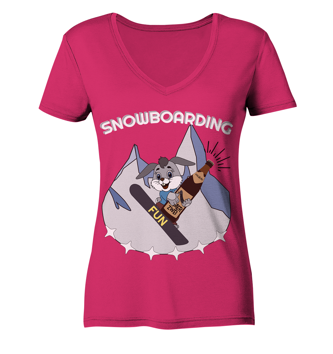 Snowboarder, Apres- Ski, Party danach, Piste, Helles Design - Ladies Organic V-Neck Shirt