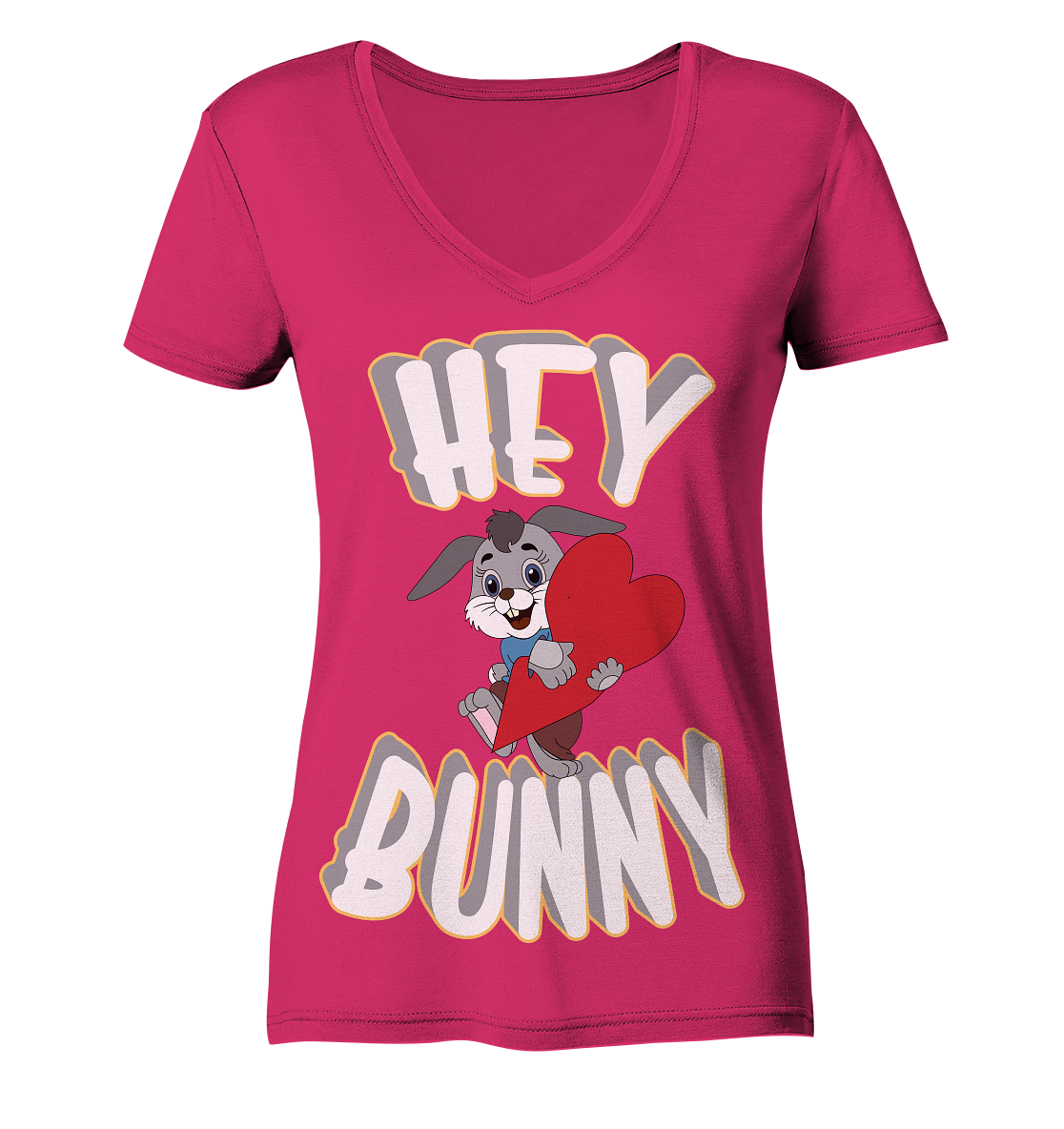 Hey Bunny, Valentine, Valentinstag am 14. Februar, Geschenkideen - Ladies Organic V-Neck Shirt