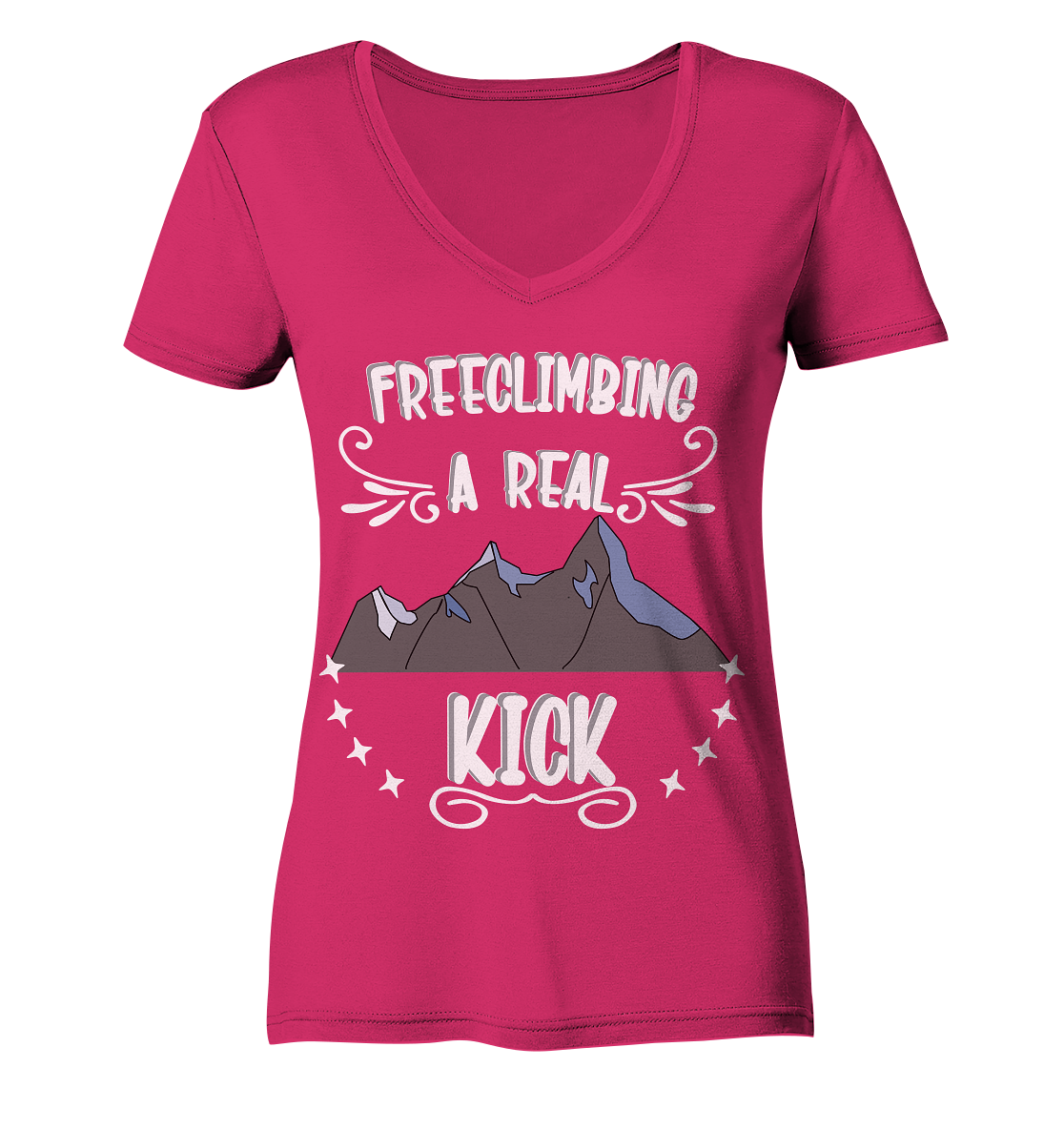 Freeclimbing - a real kick, sportlich & gefährlich - Ladies Organic V-Neck Shirt