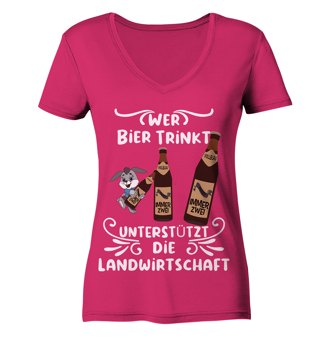 Wer Bier trinkt unterstützt die Landwirtschaft, Party- Shirt - Ladies Organic V-Neck Shirt