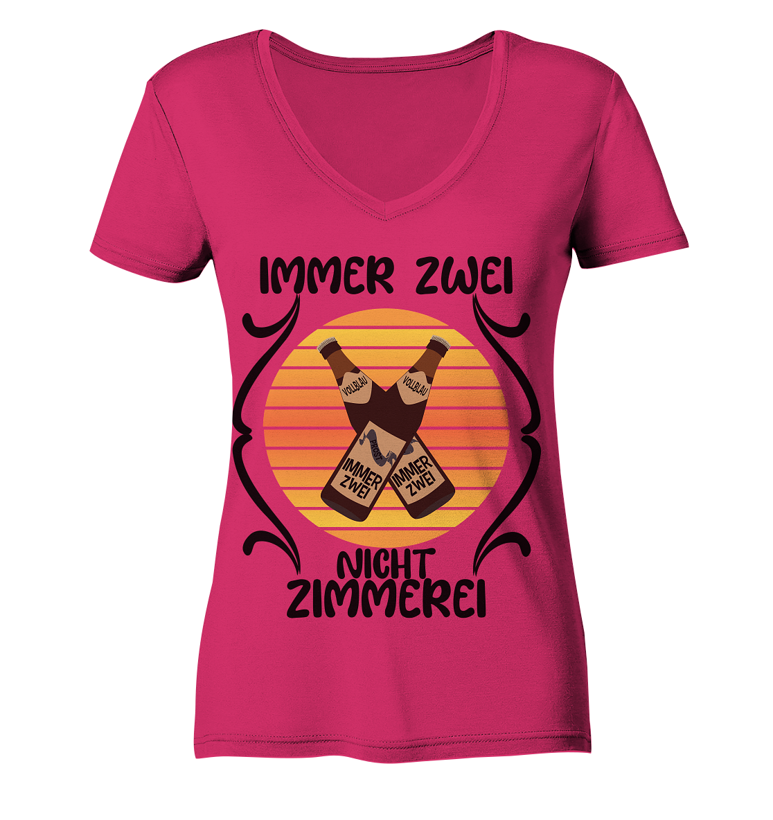 Immer Zwei, Nicht Zimmerei, witziges für den Alltag - Ladies Organic V-Neck Shirt