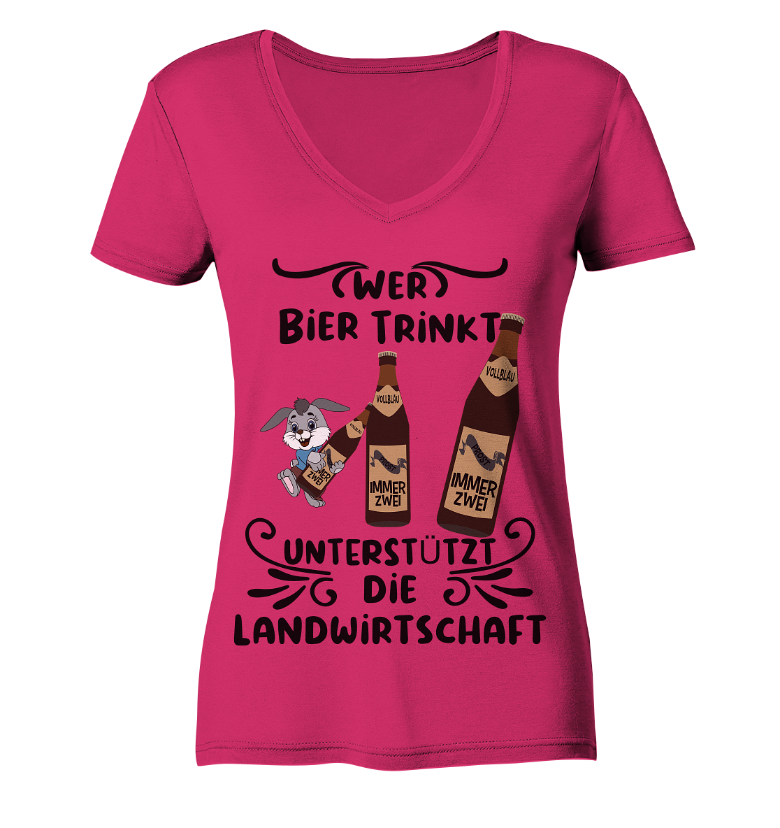 Wer Bier trinkt, Landwirtschaft unterstützen, Party - Ladies Organic V-Neck Shirt