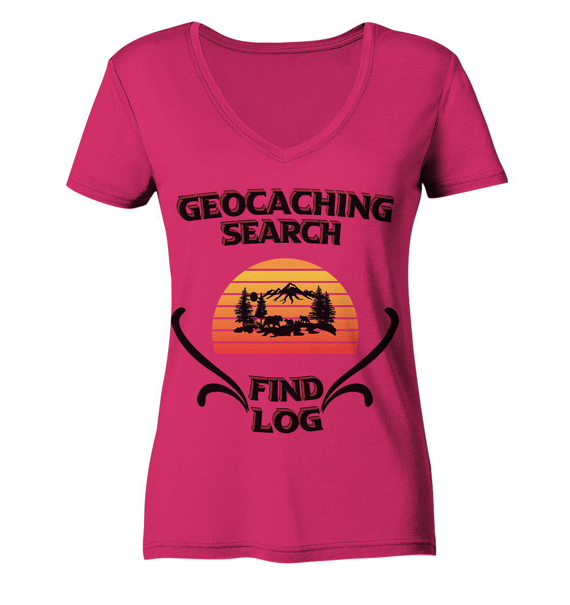 Geocaching, Suchen, Finden und Log, Geocaches - Ladies Organic V-Neck Shirt