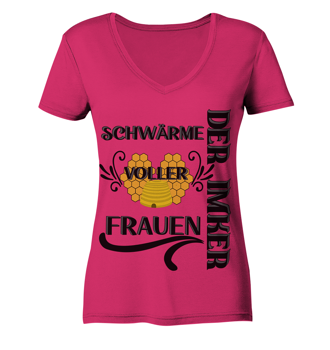 Der Imker, schwärme voller Frauen, Imkerei, Helden, schwarzes Design - Ladies Organic V-Neck Shirt