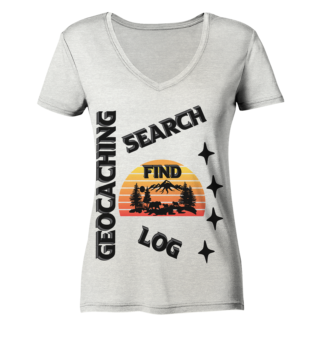 Geocaching, Suchen, Finden und Log, Geocache Schwarzes Design Mounten - Ladies Organic V-Neck Shirt