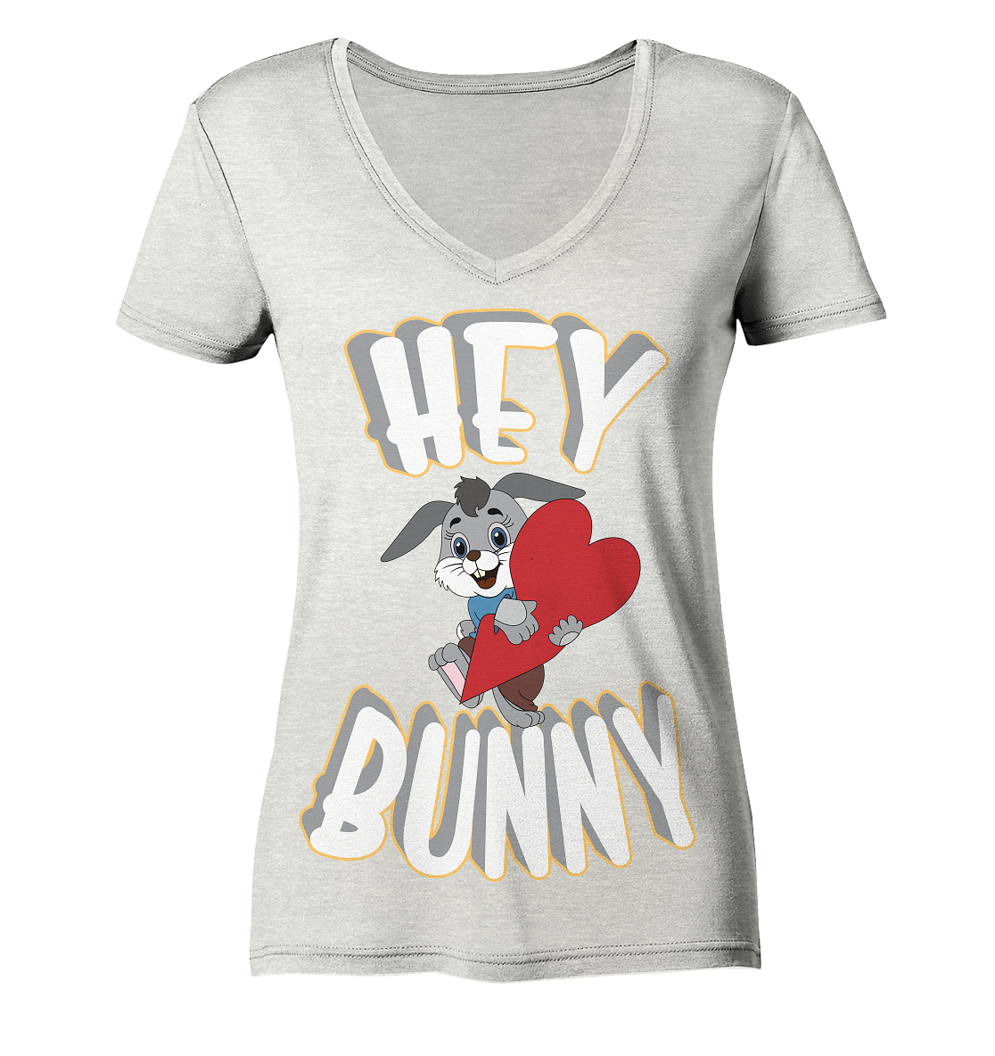 Hey Bunny, Valentine, Valentinstag am 14. Februar, Geschenkideen - Ladies Organic V-Neck Shirt