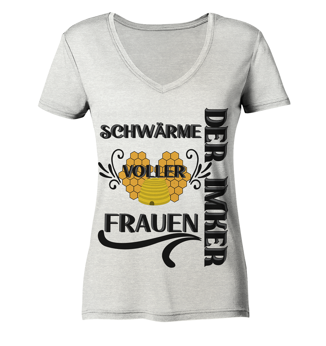 Der Imker, schwärme voller Frauen, Imkerei, Helden, schwarzes Design - Ladies Organic V-Neck Shirt