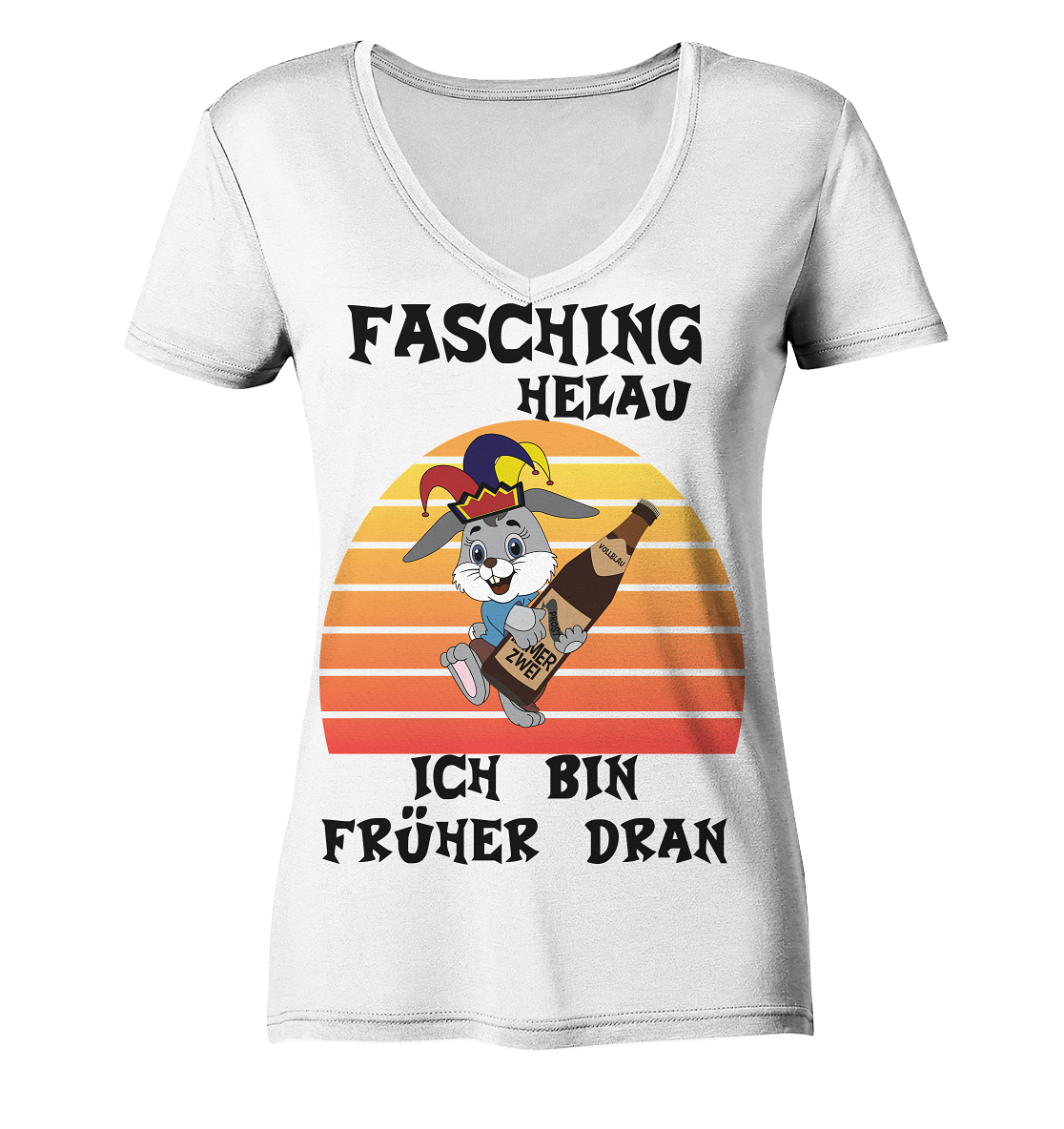 Fasching Helau, Osterhase feiert Karneval, Helau - Ladies Organic V-Neck Shirt