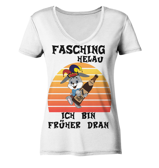 Fasching Helau, Osterhase feiert Karneval, Helau - Ladies Organic V-Neck Shirt