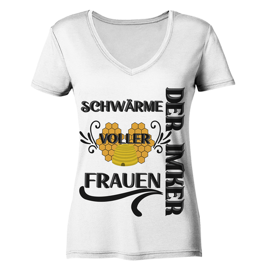 Der Imker, schwärme voller Frauen, Imkerei, Helden, schwarzes Design - Ladies Organic V-Neck Shirt