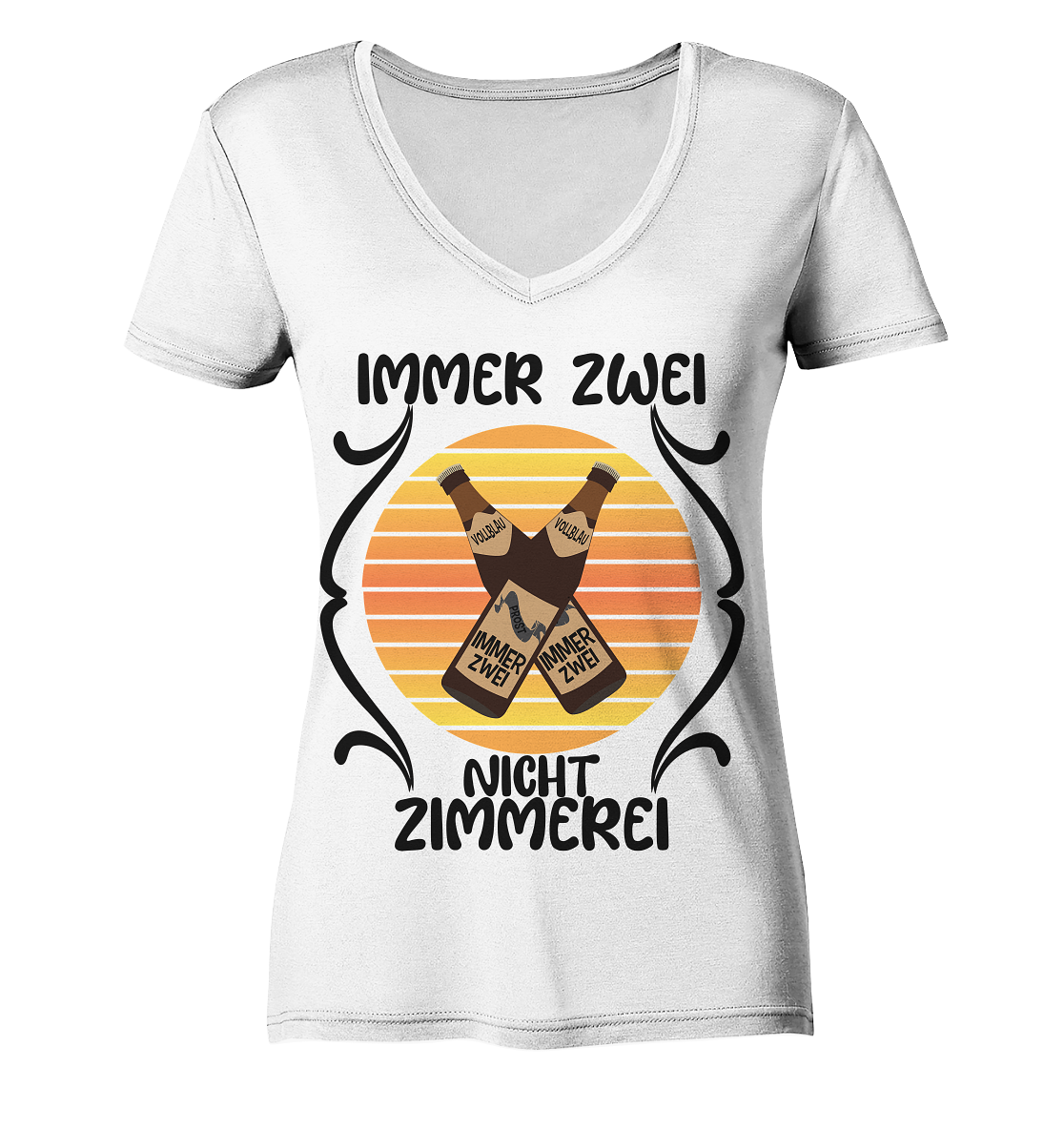 Immer Zwei, Nicht Zimmerei, witziges für den Alltag - Ladies Organic V-Neck Shirt