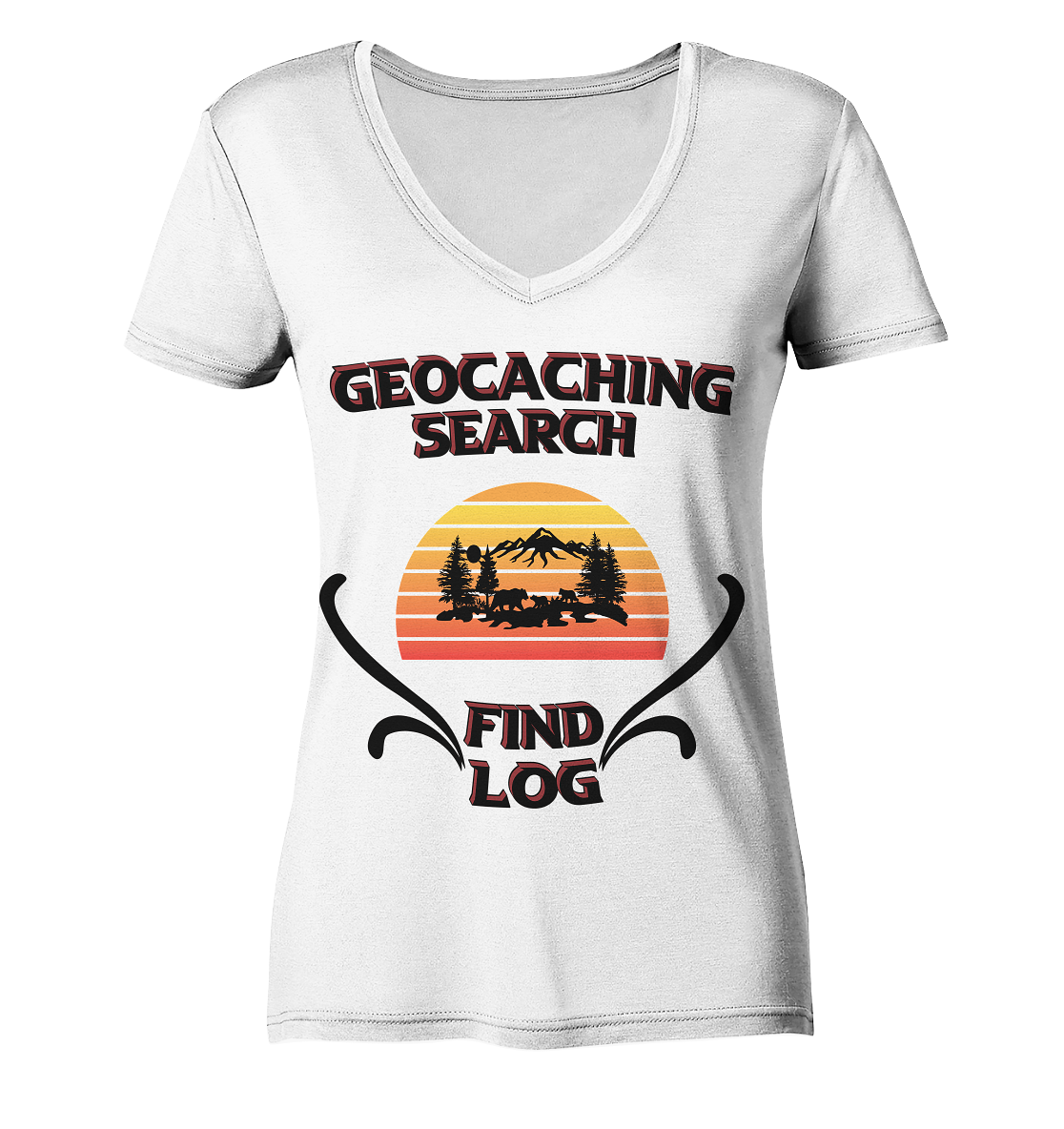 Geocaching, Suchen, Finden und Log, Geocaches - Ladies Organic V-Neck Shirt