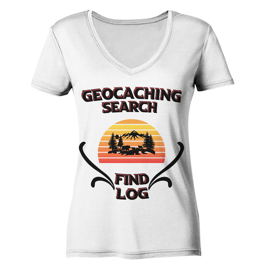 Geocaching, Suchen, Finden und Log, Geocaches - Ladies Organic V-Neck Shirt