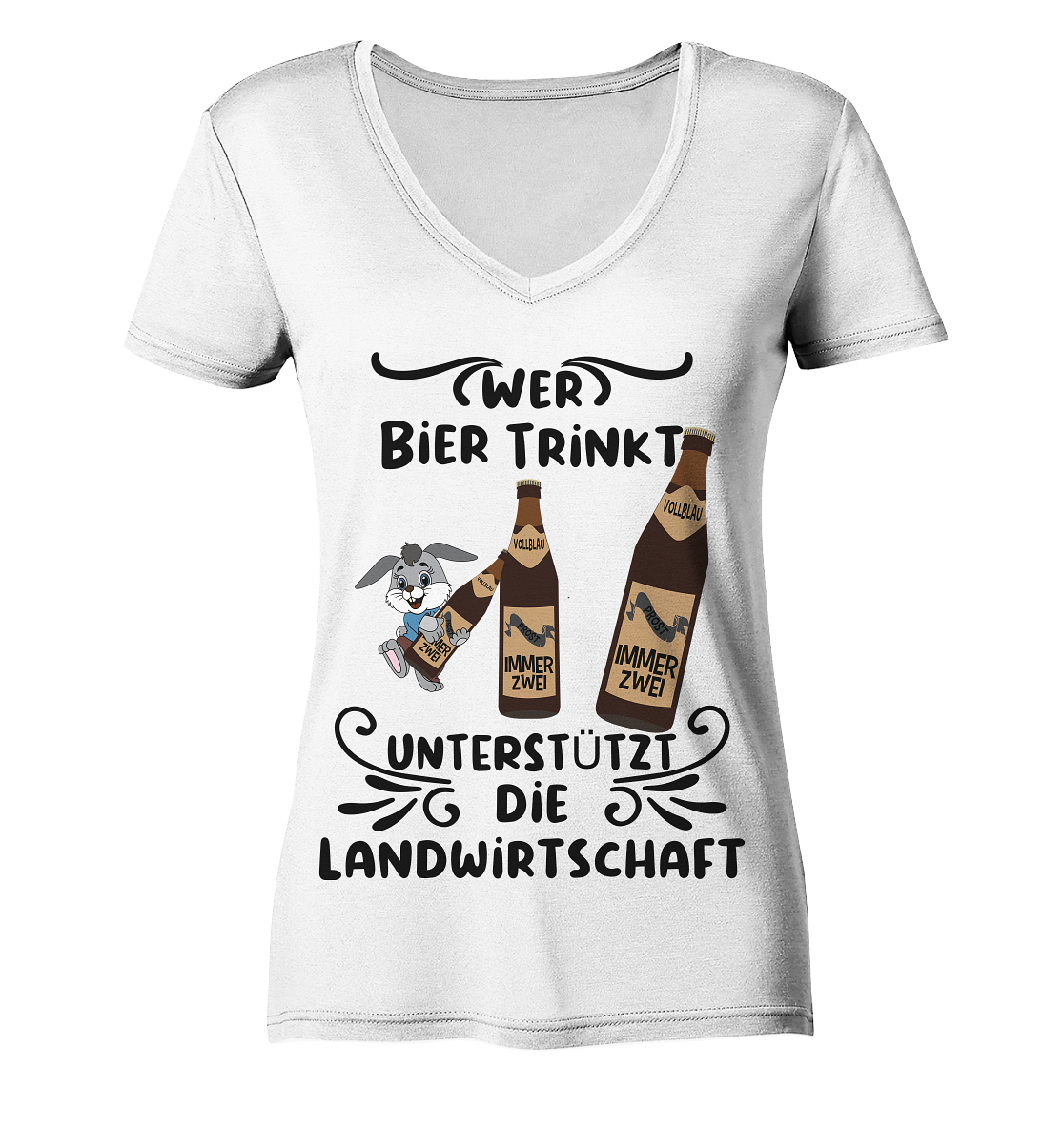 Wer Bier trinkt, Landwirtschaft unterstützen, Party - Ladies Organic V-Neck Shirt