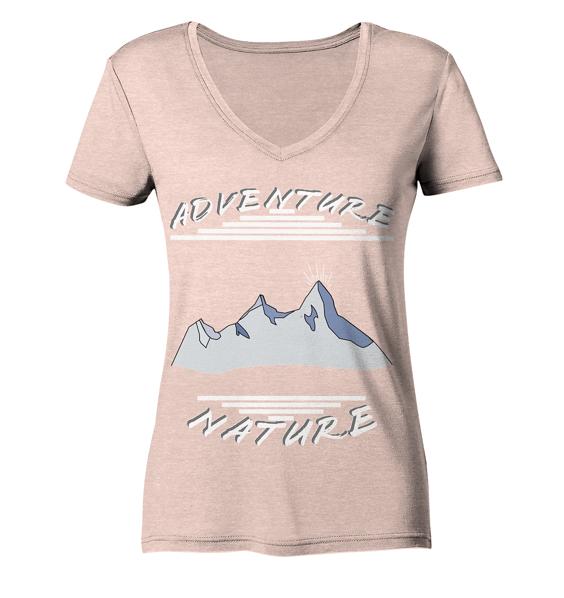 Adventure Nature, Abenteuer Natur, Camping, Geocaching - Ladies Organic V-Neck Shirt