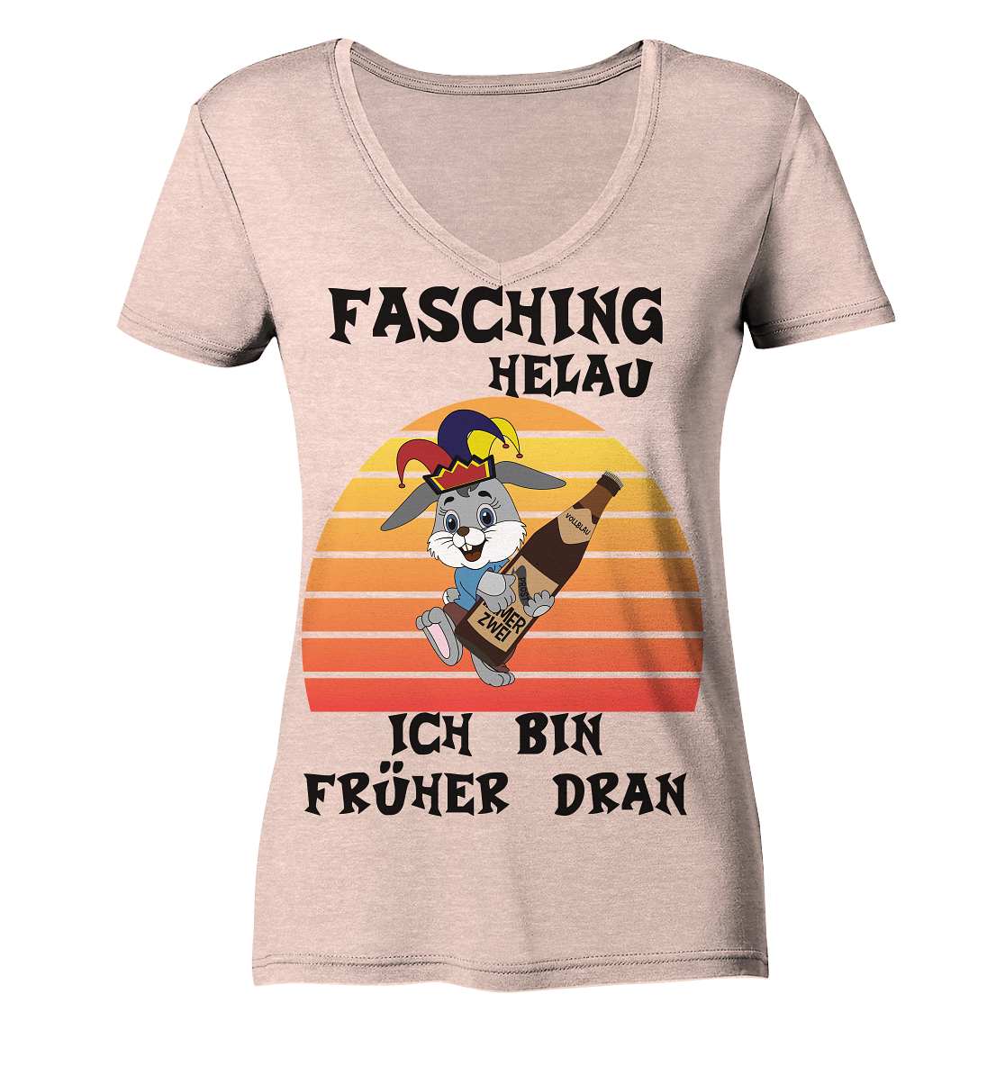 Fasching Helau, Osterhase feiert Karneval, Helau - Ladies Organic V-Neck Shirt