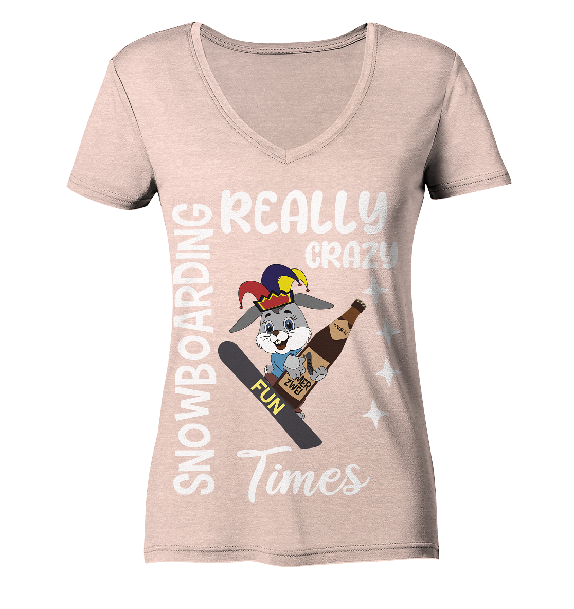 Snowboarding, Crazy Times, Snowboarder, Party - Ladies Organic V-Neck Shirt