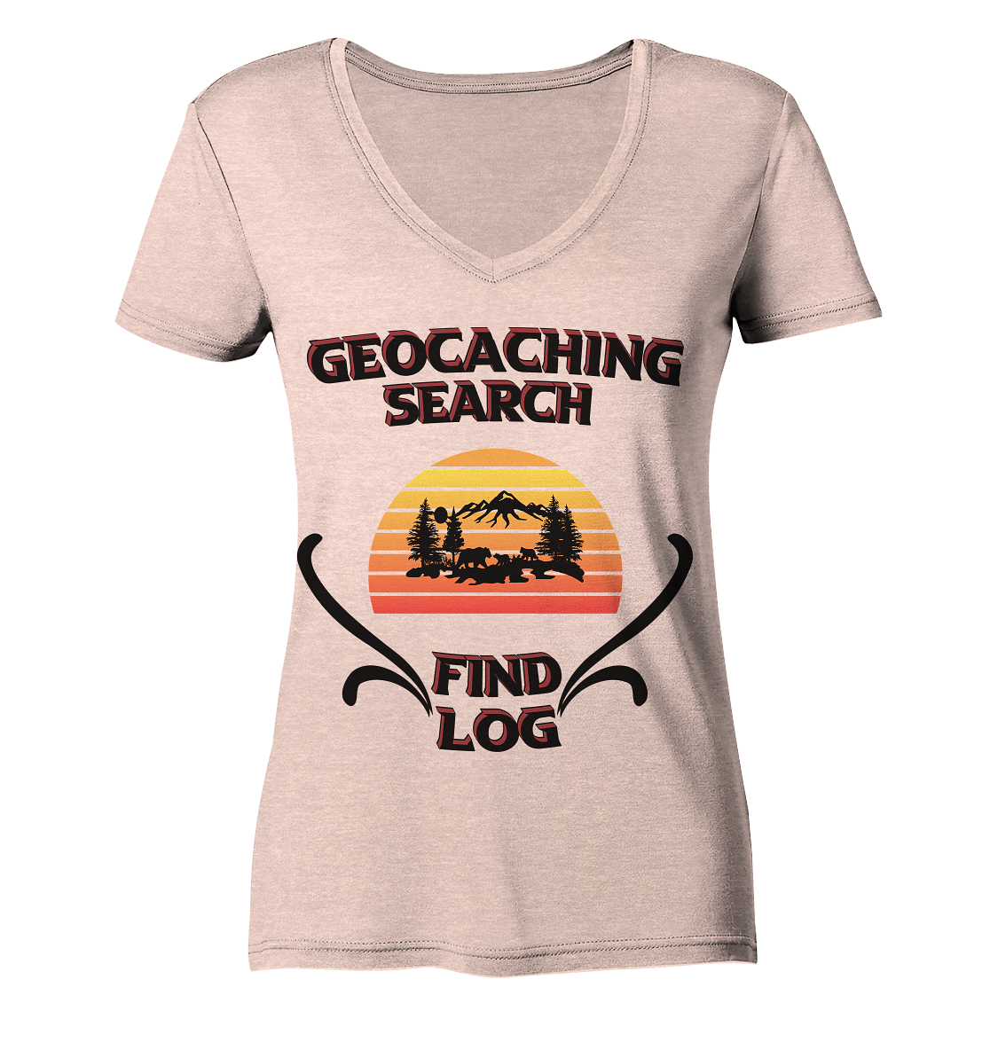 Geocaching, Suchen, Finden und Log, Geocaches - Ladies Organic V-Neck Shirt