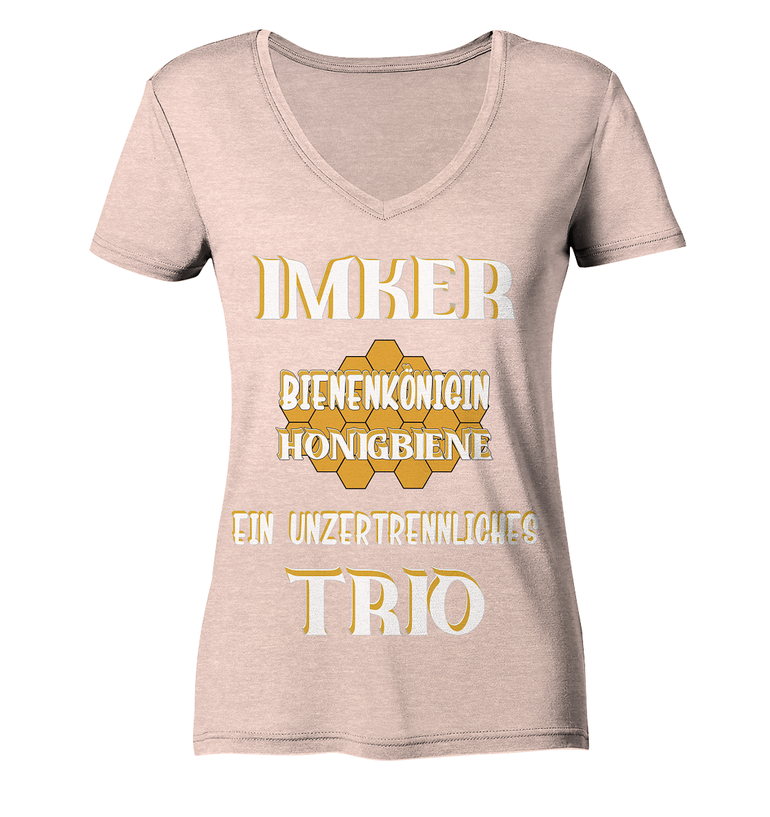 Imker- Bienenkönigin und Honigbiene, einTeam, Pfleger und Schützer von Bienen - Ladies Organic V-Neck Shirt