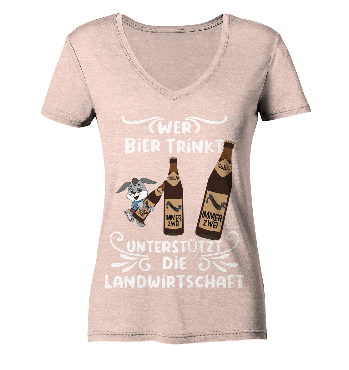 Wer Bier trinkt unterstützt die Landwirtschaft, Party- Shirt - Ladies Organic V-Neck Shirt