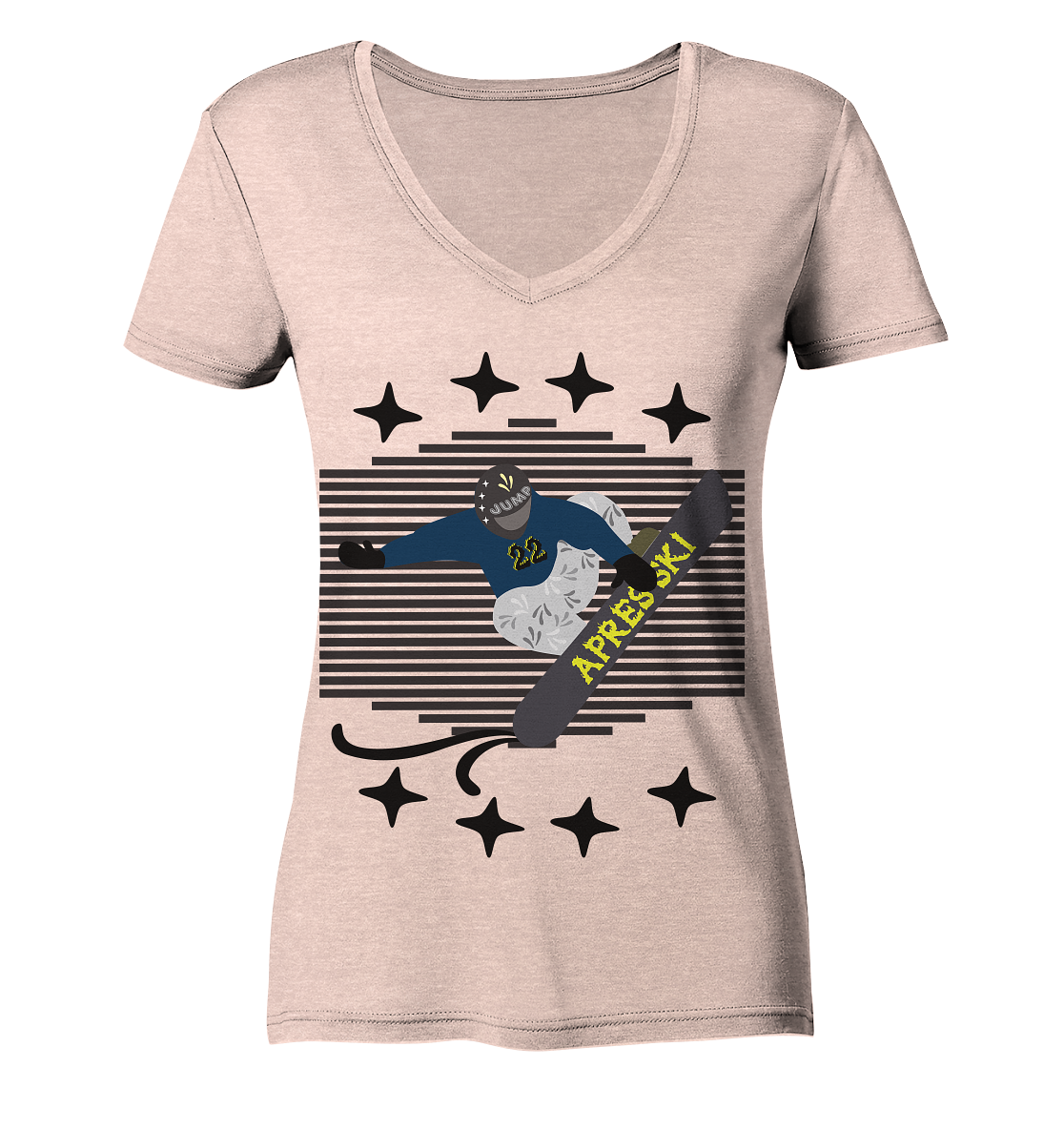 Snowboarding, Apres- Ski, Snowboard, - Ladies Organic V-Neck Shirt