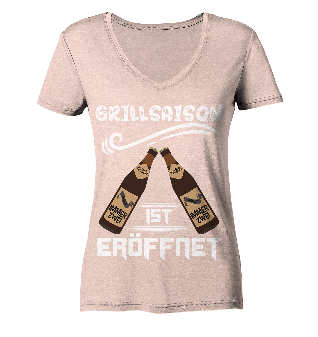 Grillsaison ist eröffnet, Grillen, Party, Feiern, Helles Design - Ladies Organic V-Neck Shirt