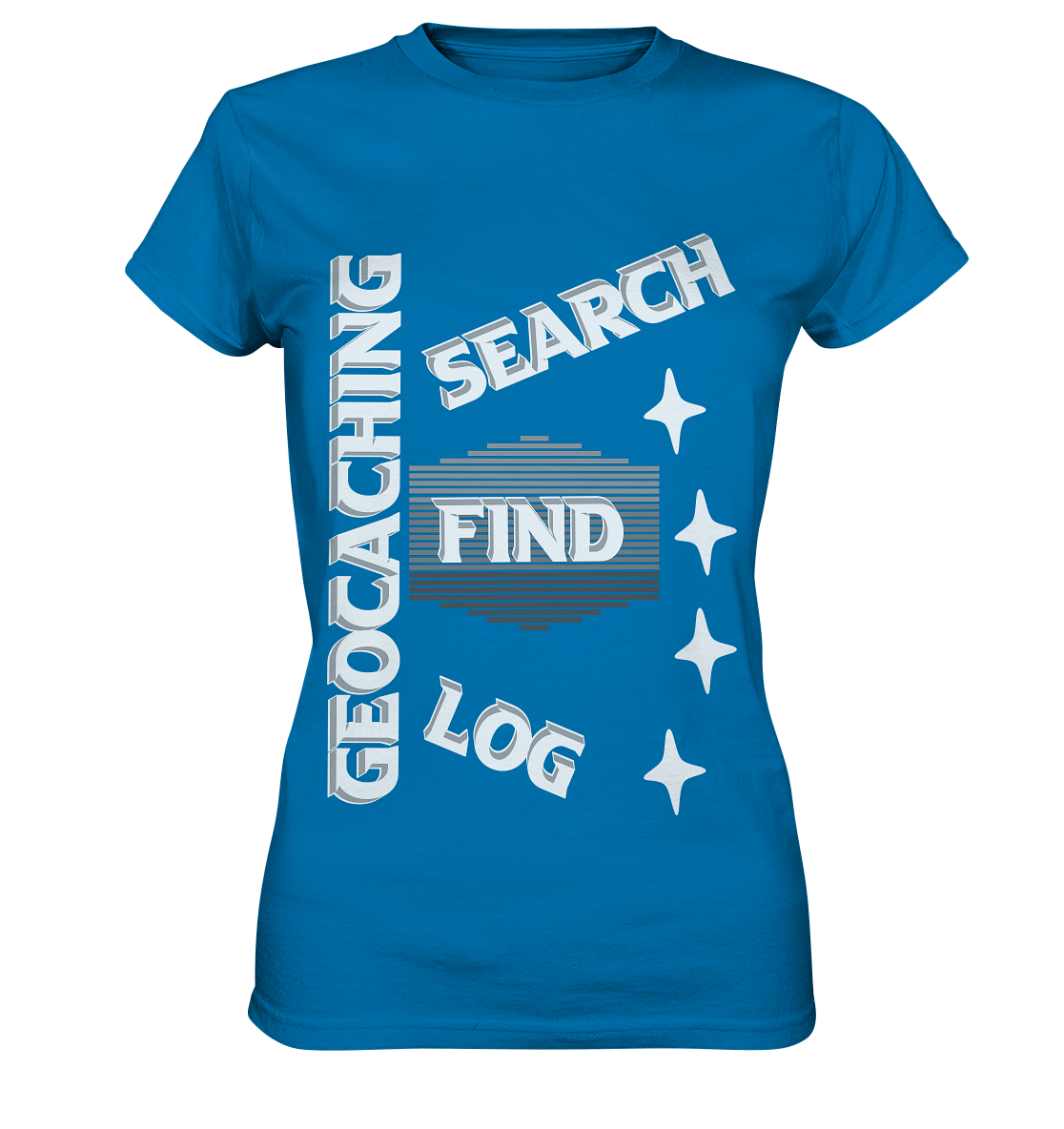 Geocaching-SEARCH-FIND-LOG, Cache Helles Disign Sterne - Ladies Premium Shirt