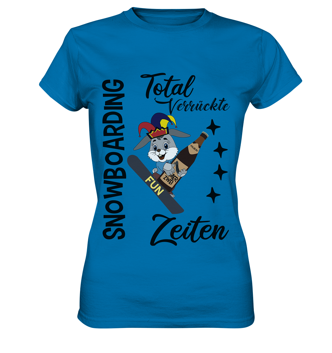 Snowboarding,verrückte Zeiten, Osterhase mit Bierflasche, Faschingsmütze - Ladies Premium Shirt