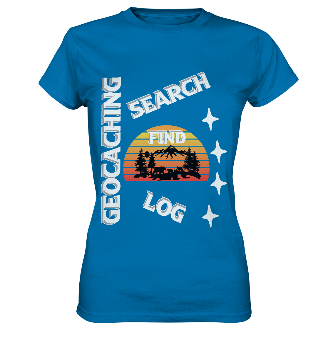 Geocaching-SEARCH-FIND-LOG, Cache Helles Design, Mounten - Ladies Premium Shirt