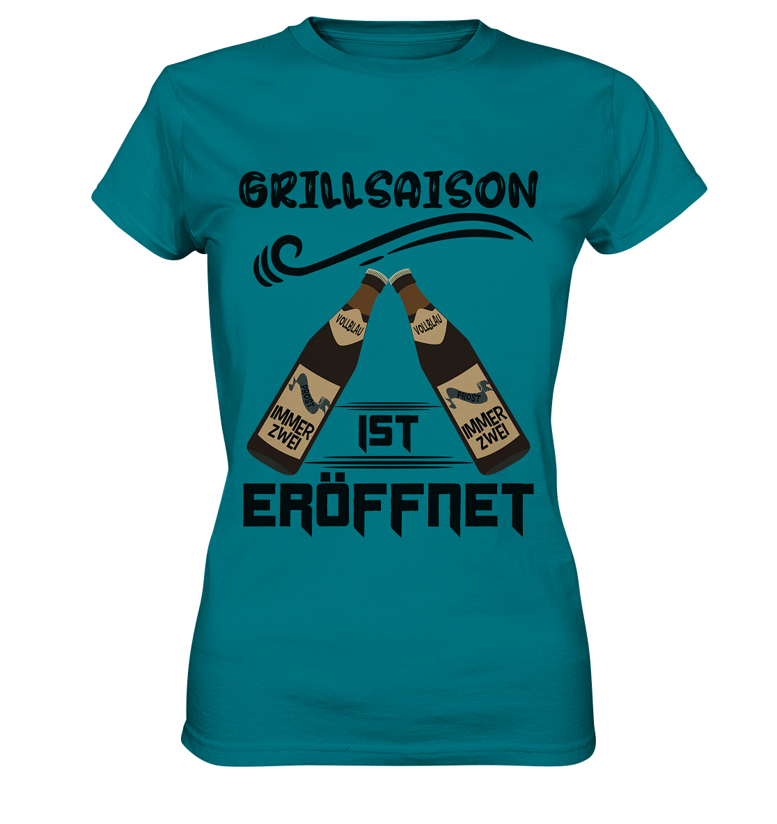 Grillsaison ist eröffnet, Grillen, Party, Feiern, Schwarzes Design - Ladies Premium Shirt