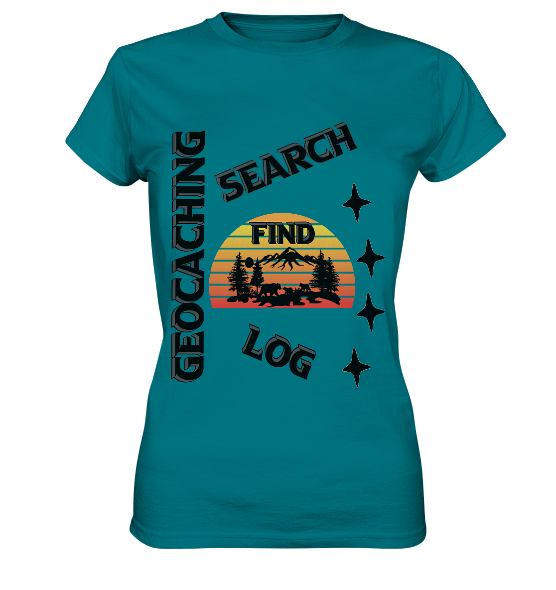 Geocaching, Suchen, Finden und Log, Geocache Schwarzes Design Mounten - Ladies Premium Shirt