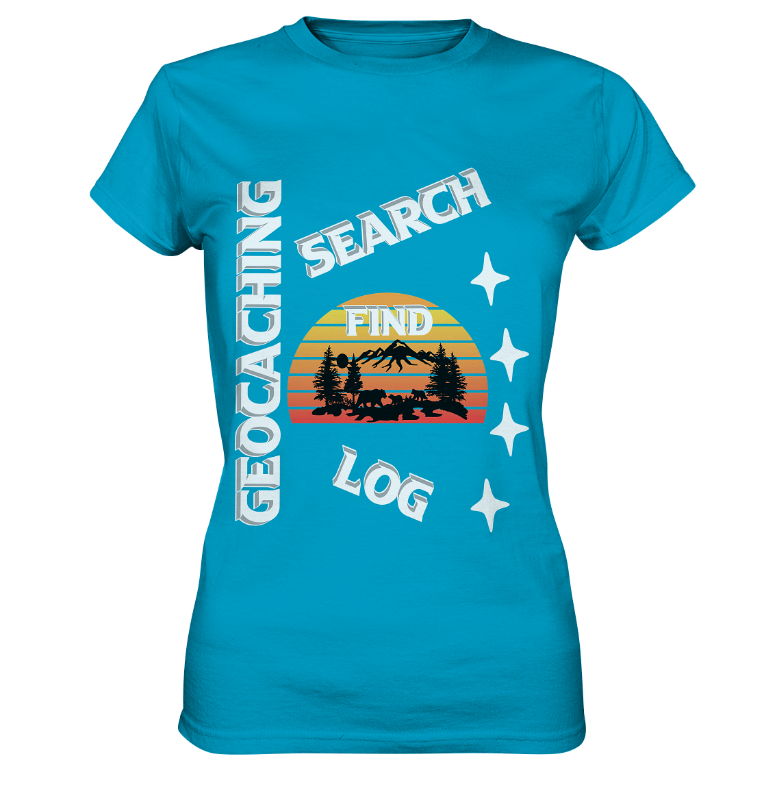 Geocaching-SEARCH-FIND-LOG, Cache Helles Design, Mounten - Ladies Premium Shirt