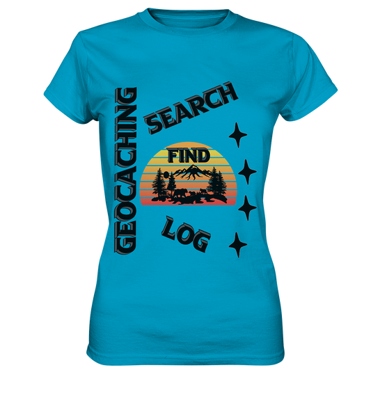 Geocaching, Suchen, Finden und Log,  Geocache Schwarzes Design - Ladies Premium Shirt