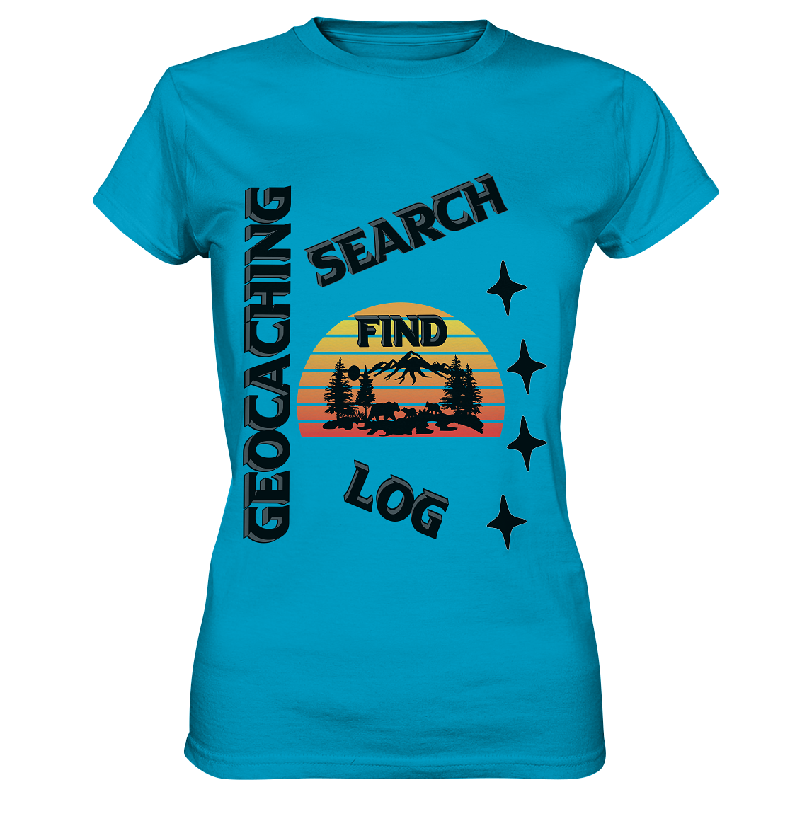 Geocaching, Suchen, Finden und Log, Geocache Schwarzes Design Mounten - Ladies Premium Shirt