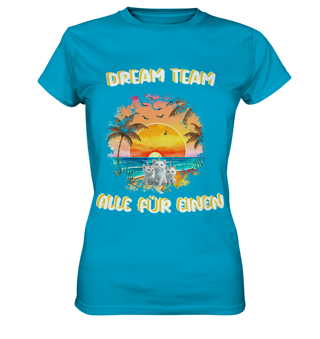 Dream Team, Einhorn Katzen Shirt, streetwear, casual t shirt - Ladies Premium Shirt