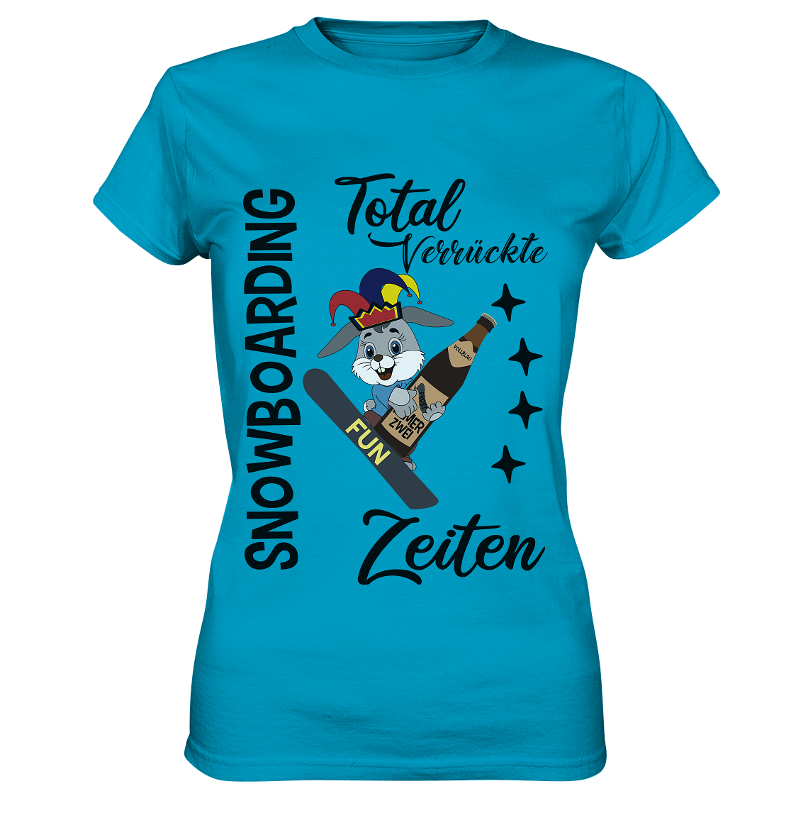 Snowboarding,verrückte Zeiten, Osterhase mit Bierflasche, Faschingsmütze - Ladies Premium Shirt