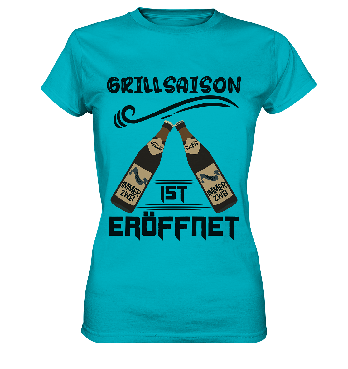 Grillsaison ist eröffnet, Grillen, Party, Feiern, Schwarzes Design - Ladies Premium Shirt