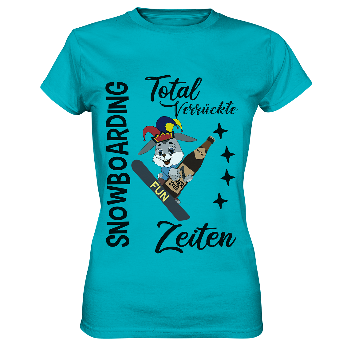 Snowboarding,verrückte Zeiten, Osterhase mit Bierflasche, Faschingsmütze - Ladies Premium Shirt