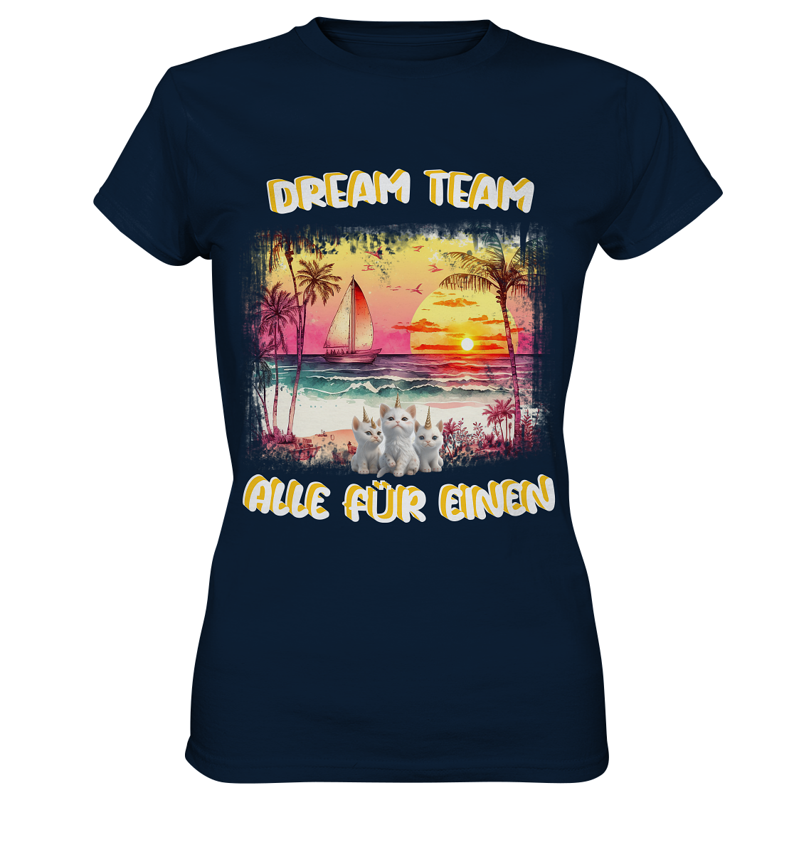 Dream Team, Einhorn Katzen Shirt, streetwear, casual t shirt, No 7 - Ladies Premium Shirt