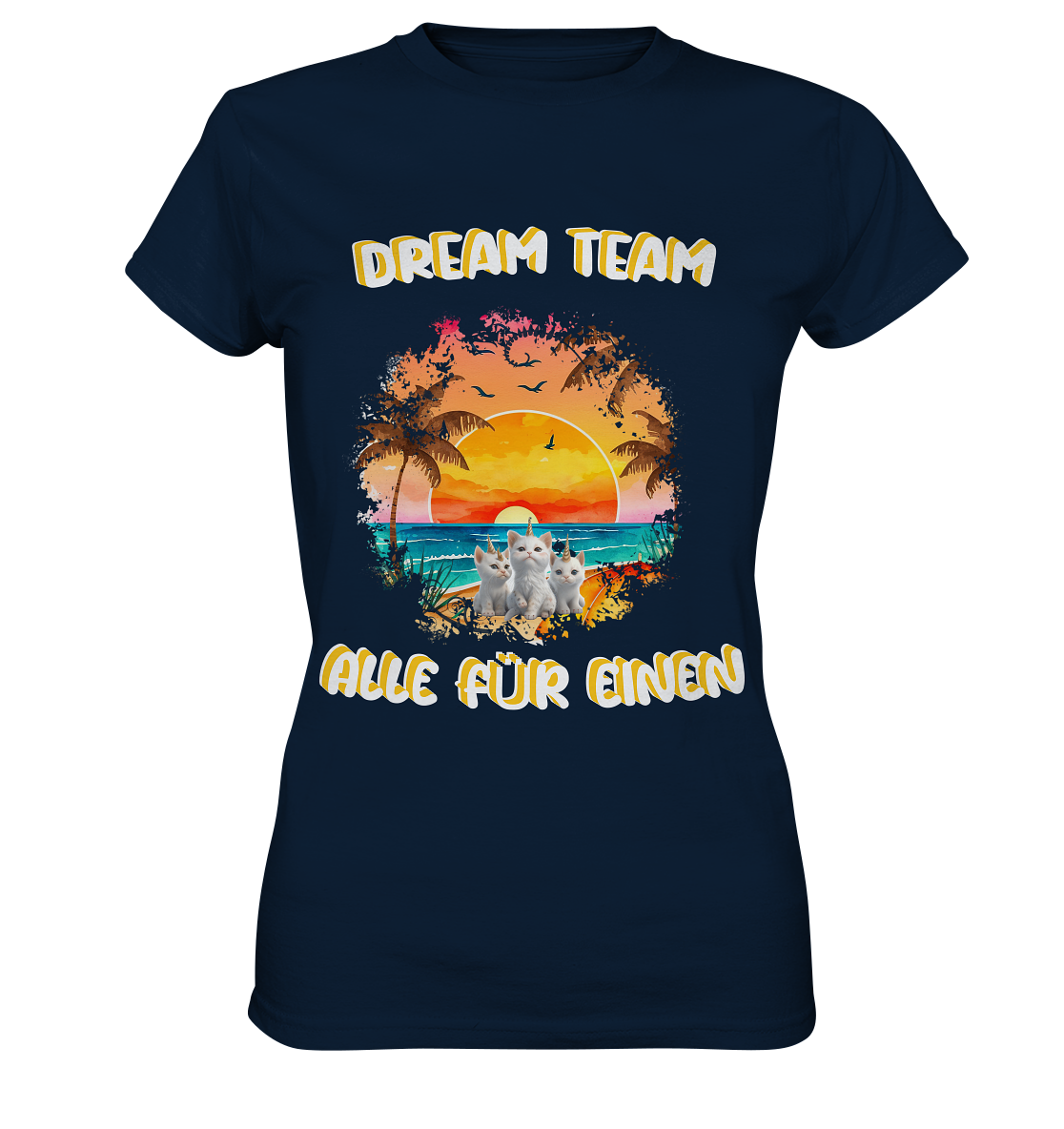 Dream Team, Einhorn Katzen Shirt, streetwear, casual t shirt - Ladies Premium Shirt