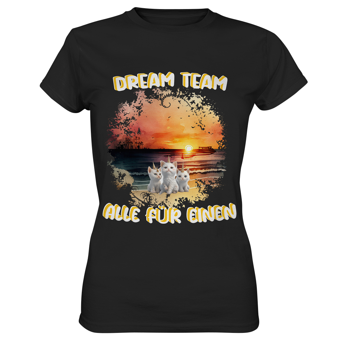 Dream Team, Einhorn Katzen Shirt, streetwear, casual t shirt, No 3 - Ladies Premium Shirt