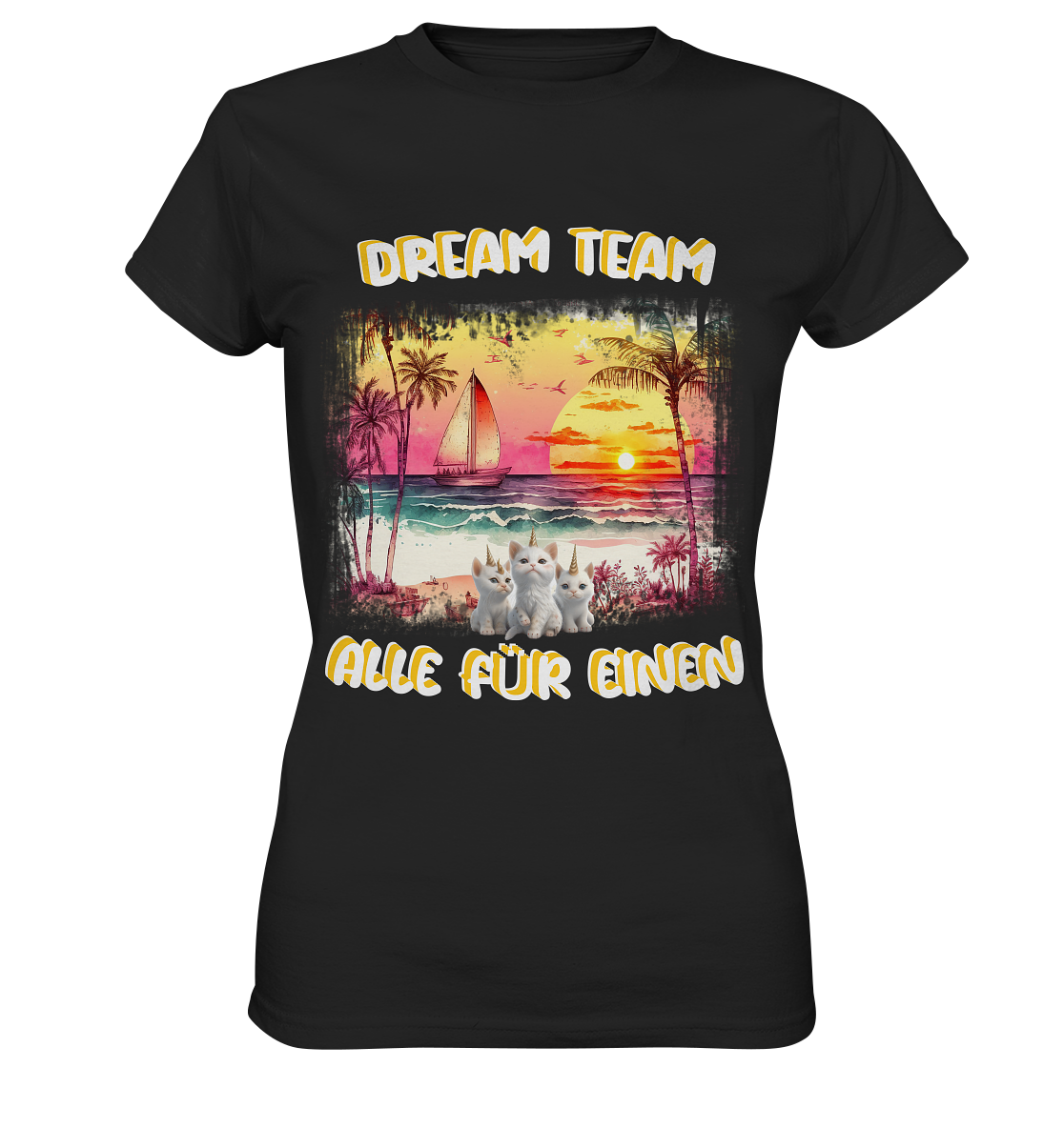 Dream Team, Einhorn Katzen Shirt, streetwear, casual t shirt, No 7 - Ladies Premium Shirt