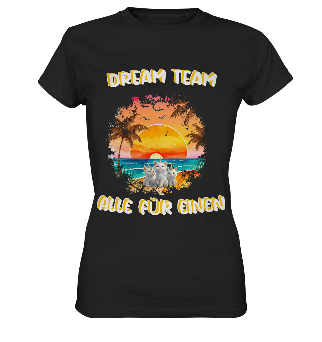 Dream Team, Einhorn Katzen Shirt, streetwear, casual t shirt - Ladies Premium Shirt