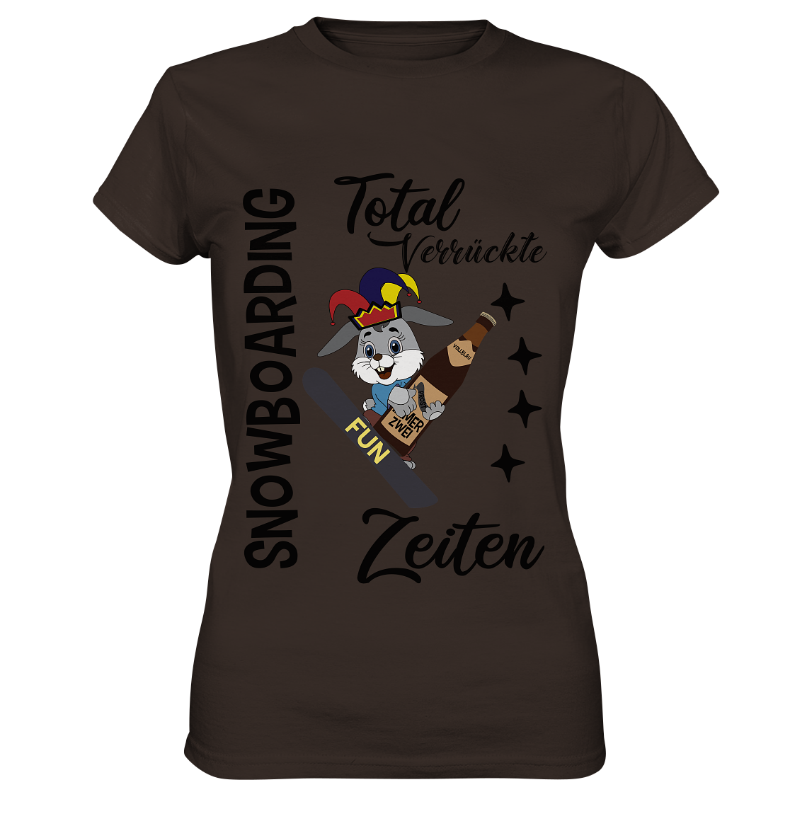 Snowboarding,verrückte Zeiten, Osterhase mit Bierflasche, Faschingsmütze - Ladies Premium Shirt